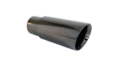 Angle Cut Inner Cone BLACK CHROME Exhaust Tip - 2.5" Inlet - 3" Outlet (6.5" Long)