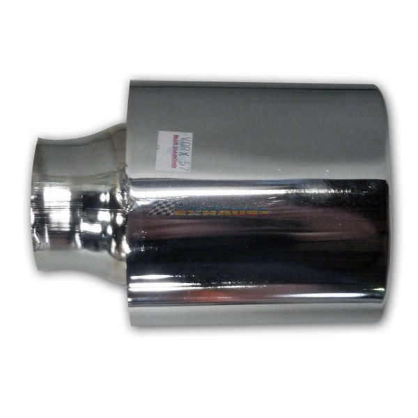 CHROME EXHAUST TIP 2.25" INLET STRAIGHT CUT ROLLED END OVAL Blue Diamond