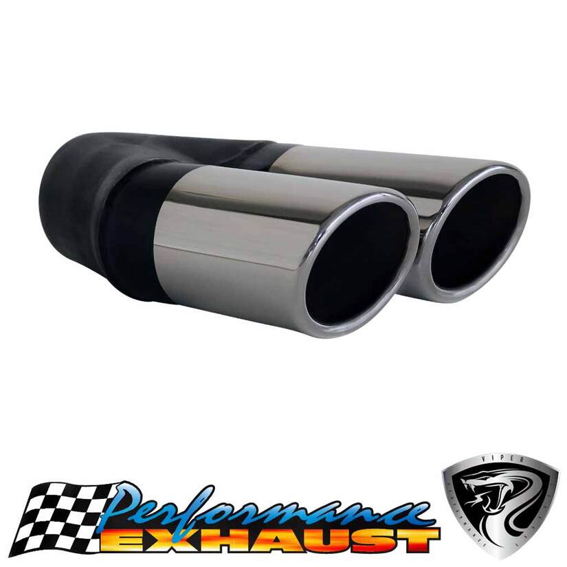 Angle Cut Rolled In STAINLESS Exhaust Tip 2.5" Inlet Twin 2.5