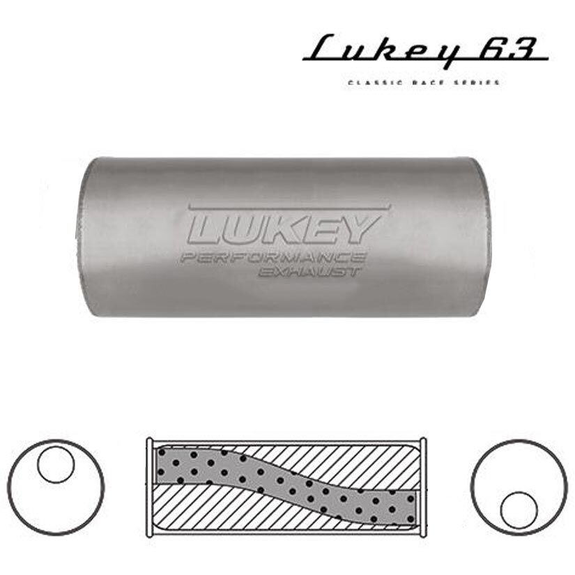 LUKEY 63 Aluminised Muffler 2.5"O/O 16" long 6" round Megaflow