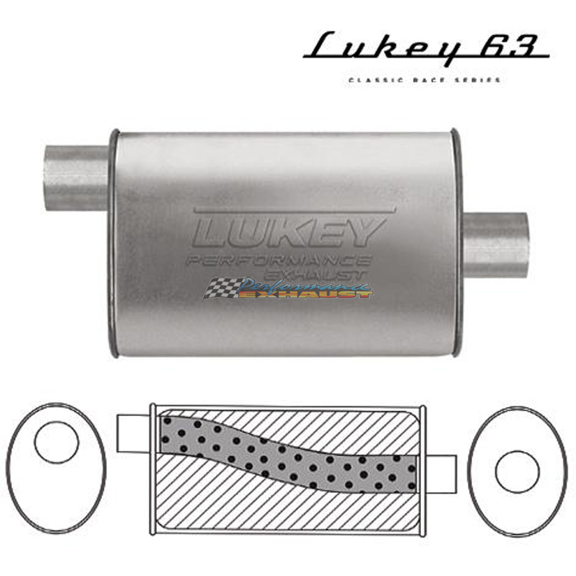 LUKEY 63 Aluminised Muffler 2.5" O/C 14" long 10 x 4 Megaflow