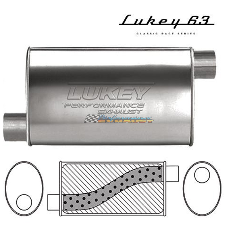 LUKEY 63 Stainless Muffler 2.25" C/C 14" long 10 x 4.5 Megaflow