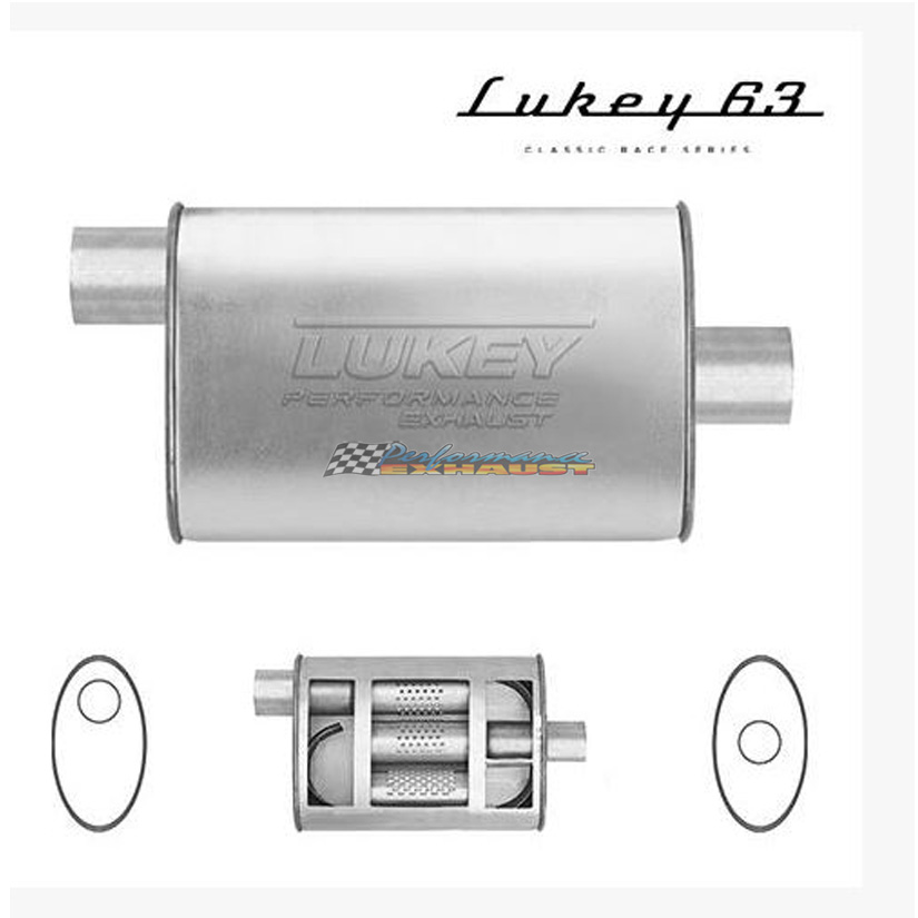 LUKEY 63 Aluminised muffler 2.5" O/C 14" long 10 x 4.1/2 Super turbo