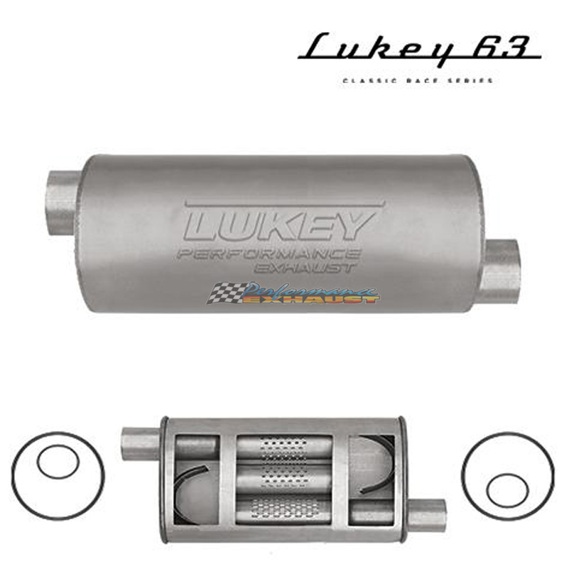 LUKEY 63 Aluminsied Muffler 2.25" O/O 20" long 7" round Super Turbo
