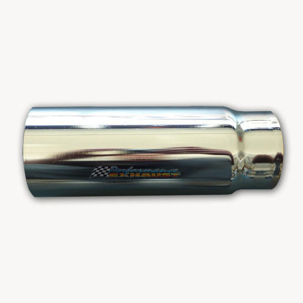 CHROME EXHAUST TIP 2" INLET 2.5" OUTLET STRAIGHT CUT 8" LONG
