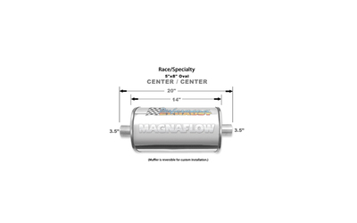 Universal Muffler 3.5" Centre/Centre - 8" x 5" x 14" Long OVAL - Megaflow