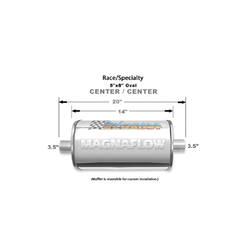 Universal Muffler 3.5" Centre/Centre - 8" x 5" x 14" Long OVAL - Megaflow