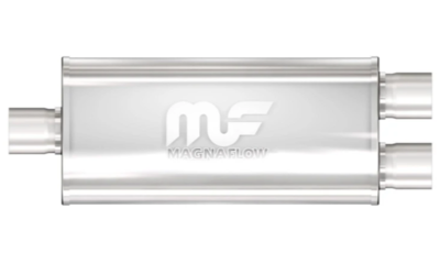 MagnaFlow Stainless Muffler 3" C/C 18" long 8 X 5 Oval Single in-twin out megaflow 