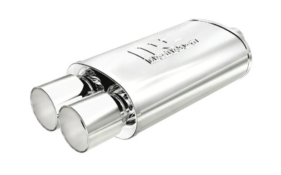 Universal Muffler 2.25"In / Dual 3.5" Tips 8" x 5" x 14" Long - Megaflow