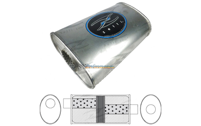 Universal Muffler 3" Offset/Centre - 8" x 5" x 14" Long OVAL - Chambered