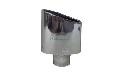 CHROME TIP 2.25" INLET DOUBLE ANGLE CUT ROLLED END SUIT RIGHT SIDE OVAL