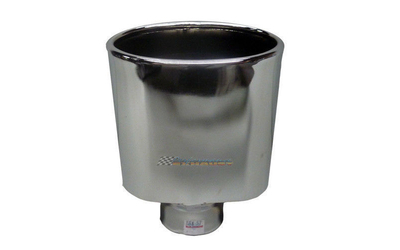 Oval Angle Cut Rolled In CHROME Exhaust Tip - 2.25" Inlet - 140 x 76mm Outlet