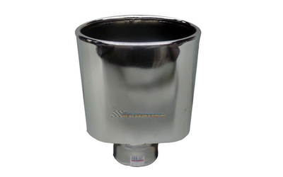 Oval Angle Cut Rolled In CHROME Exhaust Tip - 2.5" Inlet - 140 x 76mm Outlet