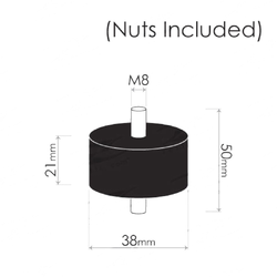 Cotton Reel Mounts - ID 38mm, ROUND, M8