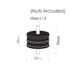 Cotton Reel Mounts - ID 57mm ROUND M10 x 1.5 Thread