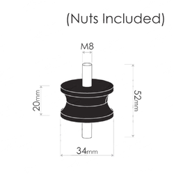 Cotton Reel Mounts - ID 34mm, ROUND, M8