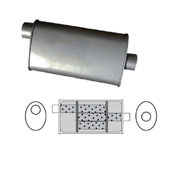 Universal Muffler 1.75" Offset/Centre - 8" x 3.5" x 14" Long OVAL - Triflow