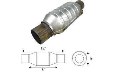 Catalytic Converter - Euro IV, Inlet/Outlet Diameter 63.5mm(2-1/2"), CPSI 400, Capacity Up to 2.0L, Small body Round