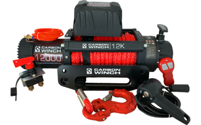 Carbon 12K 12000lb Electric winch with synthetic rope -  EX DISPLAY STOCK
