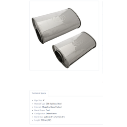 Universal Muffler 4" Offset/Centre - 9" x 5" x 14" Long OVAL - Megaflow