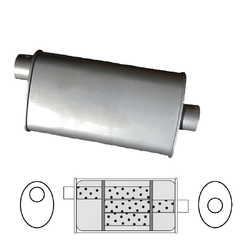 Universal Muffler 1.5" Offset/Centre - 8" x 5" x 10" Long OVAL - Triflow