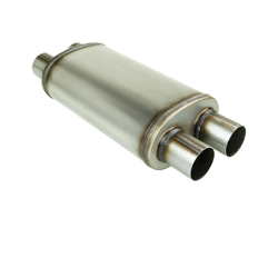 Universal Muffler 2.5" Dual In/Out - 8" x 5" x 14" Long OVAL - Megaflow