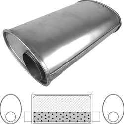 Universal Muffler 3" Offset/Offset Inline - 8" x 5" x 10" Long OVAL - Megaflow