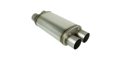 Universal Muffler 3" Dual In/Out - 8" x 5" x 14" Long OVAL - Megaflow