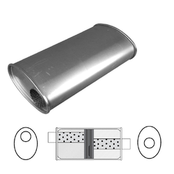 Universal Muffler 3" Offset/Centre - 8" x 5" x 14" Long OVAL - Baffled