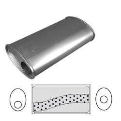 Universal Muffler 3" Offset/Centre - 8" x 5" x 14" Long OVAL - Megaflow