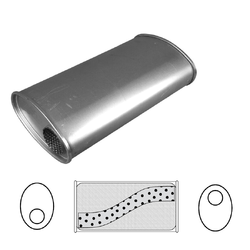 Universal Muffler 3" Offset/Offset - 8" x 5" x 14" Long OVAL - Megaflow