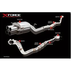 SUBARU WRX XFORCE 3" RAW 409 STAINLESS TURBO BACK EXHAUST SYSTEM TWIN TIPS