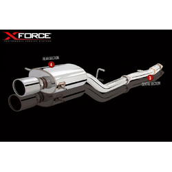 SUBARU WRX XFORCE 3" RAW 409 STAINLESS CAT BACK EXHAUST SINGLE OUT