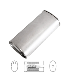 Universal Muffler 2.25" Offset/Centre - 9" x 5" x 16" Long OVAL - Triflow