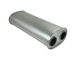 Universal Muffler 2.5" Dual In/Out - 8" x 5" x 20" Long OVAL - Internal X-Pipe