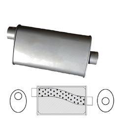 Universal Muffler 2.5" Offset/Centre - 10" x 4" x 12" Long OVAL - Megaflow