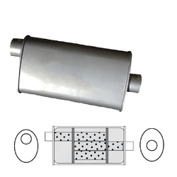 Universal Muffler 2.5" Offset/Centre - 10" x 4" x 14" Long OVAL - Triflow