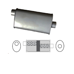 Universal Muffler 2.5" Offset/Centre - 10" x 4" x 14" Long OVAL - Chambered