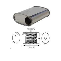 Universal Muffler 2.5" Offset/Centre - 10" x 4" x 14" Long OVAL - Triflow