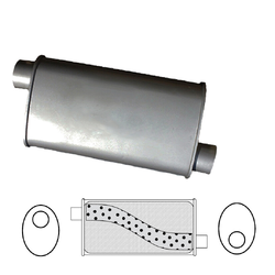 Universal Muffler 2.5" Offset/Offset - 10" x 4" x 18" Long OVAL - Megaflow