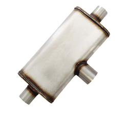 Universal Muffler 3" Side In/Dual 2.5" Out - 10" x 4" x 18" OVAL - Megaflow