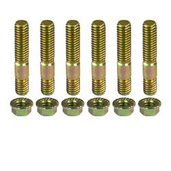 6 x EXHAUST MANIFOLD EXTRACTORS STUDS NUTS SET 3/8" UNC x 2" LONG