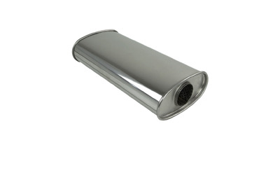 Universal Muffler 2.5" Offset/Centre - 8" x 4" x 16" Long OVAL - Megaflow