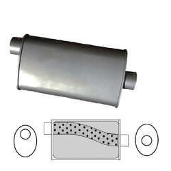 Universal Muffler 2.25" Offset/Centre - 11" x 6" x 16" Long OVAL - Megaflow