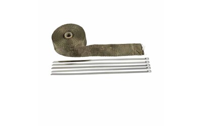 Exhaust Heat Wrap TITANIUM - 2" (51mm) Wide x 10mtr - Includes 5 Cable Ties