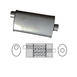 Universal Muffler 1.75" Offset/Centre - 8" x 4" x 16" Long OVAL - Triflow