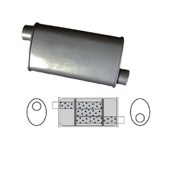 Universal Muffler 2" Offset/Offset - 8" x 4" x 12" Long OVAL - Triflow