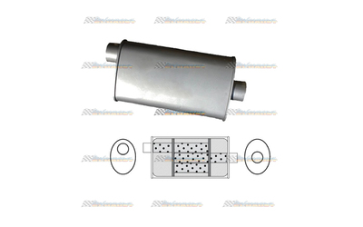 Universal Muffler 2" Offset/Centre - 8" x 4" x 14" Long OVAL - Triflow