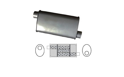 Universal Muffler 2" Offset/Offset - 8" x 4" x 14" Long OVAL - Triflow