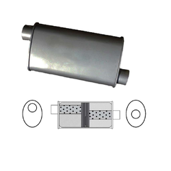 Universal Muffler 2" Offset/Offset - 8" x 4" x 16" Long OVAL - Baffled